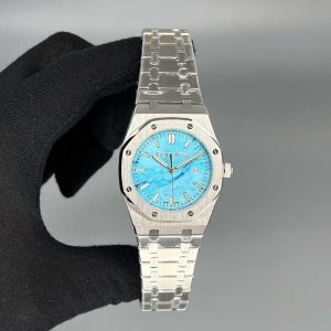 ساعت مردانه اودمار پیگه نقره ای صفحه تیفانی (Audemars piguet)