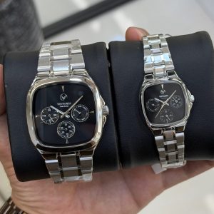 ساعت ویتوریا ست زنانه و مردانه مدل VT3466 نقره ای صفحه مشکی